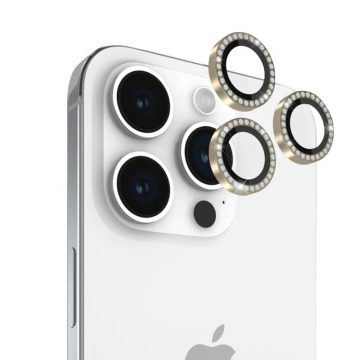   Kate Spade New York Aluminium Ring Lens Protector - Zaštitno staklo za iPhone 15 Pro / iPhone 15 Pro Max objektiv kamere (komplet u kamenom zlatu)