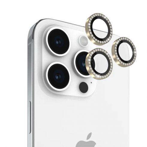 Kate Spade New York Aluminium Ring Lens Protector - Zaštitno staklo za iPhone 15 Pro / iPhone 15 Pro Max objektiv kamere (komplet u kamenom zlatu)