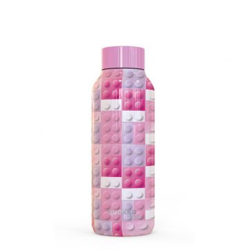   Quokka Solid Kids - Boca za vodu s dvostrukom stijenkom od nehrđajućeg čelika, vakuumski izolirana, prijenosna termos boca 510 ml (Pink Bricks)