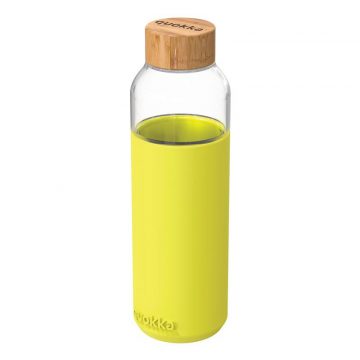   Quokka Flow - Staklena zaobljena boca sa silikonskim poklopcem 660ml (Neon Green)