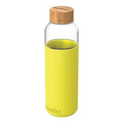 Quokka Flow - Staklena zaobljena boca sa silikonskim poklopcem 660ml (Neon Green)