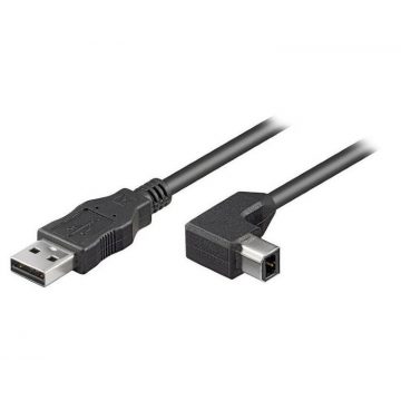   PremiumCord USB 2.0/ AB kabel sa savijenim USB-B konektorom 90°/ 2m/ crni