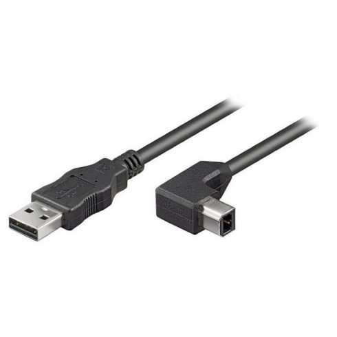 PremiumCord USB 2.0/ AB kabel sa savijenim USB-B konektorom 90°/ 2m/ crni