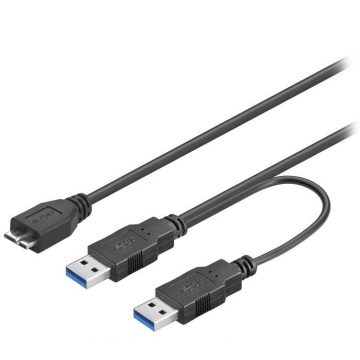   PremiumCord kabel USB 3.0/ USB Micro B (M) na 2 x USB 3.0 A (M)/ 30 cm/ crni