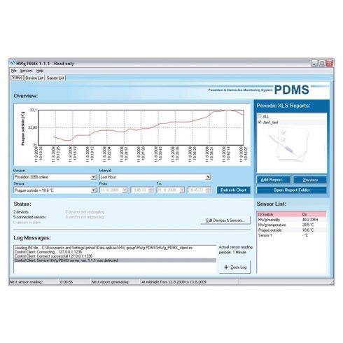 HwG HWg-PDMS 8 softver za praćenje s grafikonima i MS Excel izlazom, maks. 8 senzora