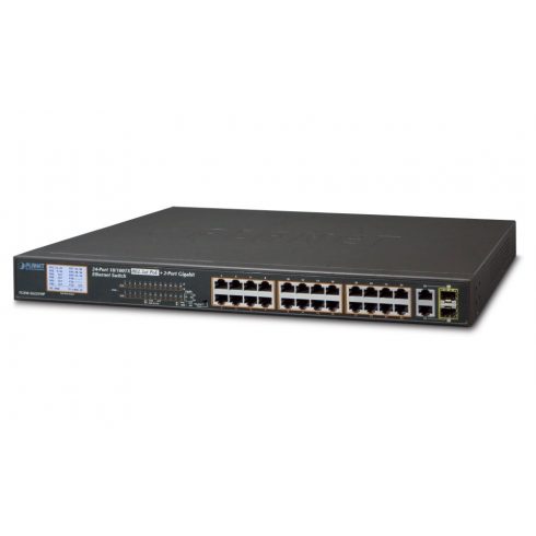 Planet FGSW-2622VHP PoE switch, 24x100Mb + 2x1Gb/SFP, LCD, VLAN, PoE 802.3at 30/300W