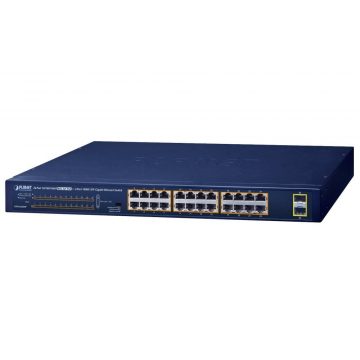   Planet GSW-2620HP PoE preklopnik, 24x1Gb + 2x SFP 1Gb, VLAN, način proširenja 10Mb-250m, 802.3at, 802.3az, 240W PoE Proračun