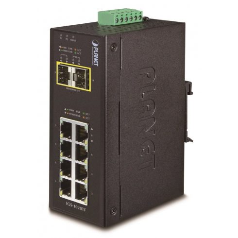 Planet IGS-1020TF Průmyslový Switch 8x 10/100/1000T, 2x 100/1000X SFP, -40~+75°C