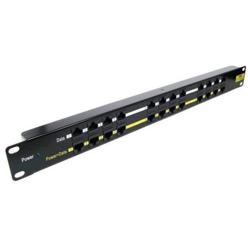 POE Patch panel/ UTP cat.5e 12p/ 1U/ crna (19" dizajn stalka)