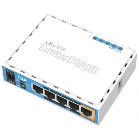 MikroTik RouterBOARD RB951Ui-2nD, hAP, CPU 650MHz, 5x LAN, 2.4Ghz 802.11b/g/n, USB, 1x PoE izlaz, L4