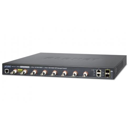 Planet LRP-822CS, COAX PoE switch, 8x 100Base-TX, 2x SFP/TP, IEEE802.3at, Web/SNMPv3, IGMPv3, QoS, VLAN