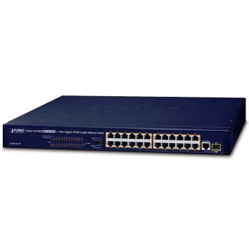   Planet FGSW-2511P PoE switch, 24x100Mb + 1x1Gb-TP/SFP, 24x PoE 802.3at do 190W, VLAN, ext.mod. 10Mb PoE@250m