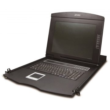   Planet KVM-210-08M, KVM konzola sa LCD 17", kontrola 8x PC, PS2/USB, 1U/19" instalacija, touchpad