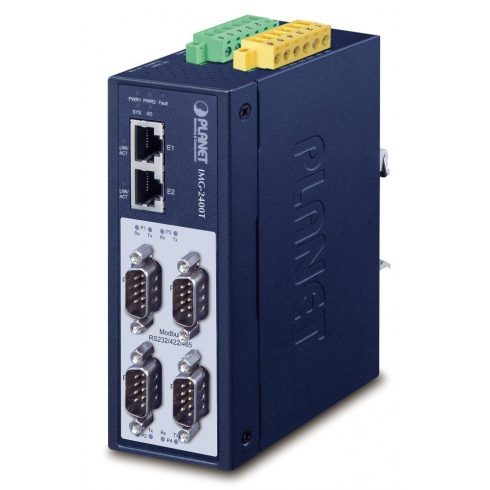 Planet MODBUS industrijski pristupnik RS-232/422/485 na IP, 4x COM, 100Base-TX, RTU/ACSII, -40 do +75°C, 12-48VDC, IP40