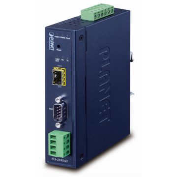   Planet RS-232/422/485 u IP industrijski pretvarač, 1x COM, 1x 100Base-FX/SFP, 9-48VDC, -40~+75°C, IP30, SNMP+Telnet