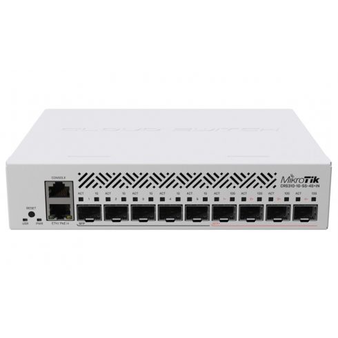 MikroTik Cloud Router Switch CRS310-1G-5S-4S+IN, 800MHz CPU, 256MB RAM, 5xSFP, 4xSFP+, 1x LAN Gbit, LCD, vč. L5 licenca