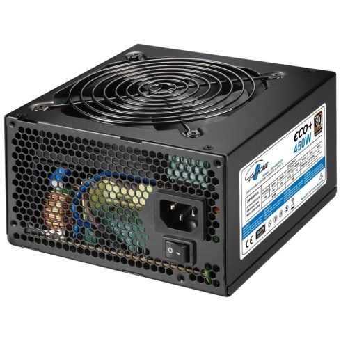 EUROCASE zdroj Eco+ 450W / 80+BRONZE / 12cm ventilator / PFC ATX 20/24pin / 6x SATA