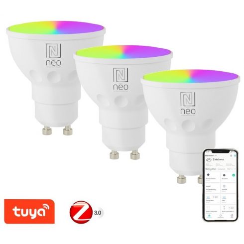 IMMAX NEO SMART set od 3x LED žarulje GU10 4.8W RGB+CCT boja i bijela, prigušljiva, Zigbee, TUYA