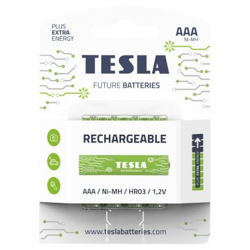   TESLA RECHARGEABLE+ punjiva baterija AAA Ni-MH 800mAh (HR03, mikroolovka, blister) 4 kom.