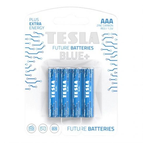 TESLA BLUE+ Zinc Carbon AAA baterija (R03, mikroolovka, blister) 4 kom