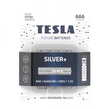   TESLA SILVER+ AAA alkalna baterija (LR03, mikroolovka, blister) 4 kom.