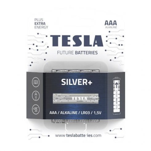 TESLA SILVER+ AAA alkalna baterija (LR03, mikroolovka, blister) 4 kom.