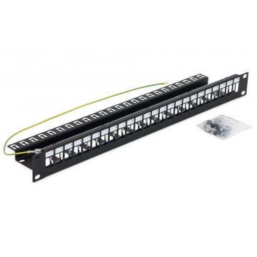   Triton 19' modularni patch panel 1U za maks. 24 ključna kamena, rupa 14,8x17,5 mm, crna