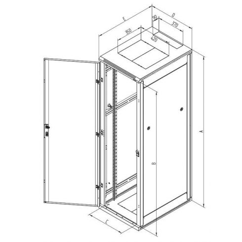 Triton 19" rack ormar 47U/600x800, staklena vrata, crna boja, nosivost 400Kg