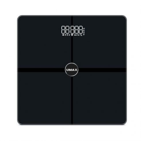 UMAX pametna vaga Smart Scale US30HRC/ 0,2 – 180 kg/ Bluetooth 4.0/ 15 parametara tijela (frekvencija temperature)/ češka/ crna