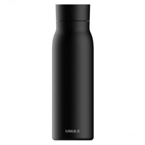 UMAX pametna boca Smart Bottle U6 Black/ upozorenje na režim pijenja/ volumen 600ml/ rad 30 dana/ USB/ čelik