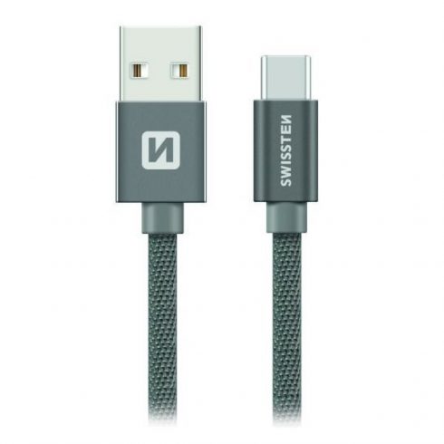 Swissten podatkovni kabel tekstilni Usb / Usb-C 0,2 M sivi