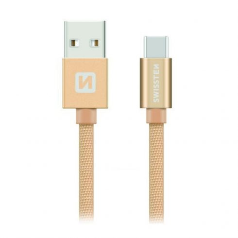 Swissten podatkovni kabel tekstilni Usb / Usb-C 0,2 M zlatni