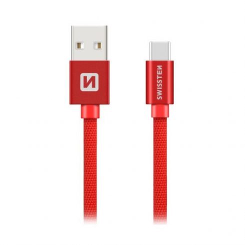 Swissten podatkovni kabel tekstilni Usb / Usb-C 0,2 M crveni