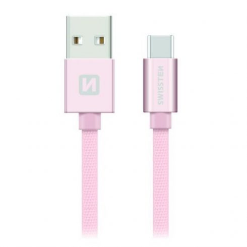 Swissten Data Cable Textile Usb / Usb-C 1.2 M Pink/Gold