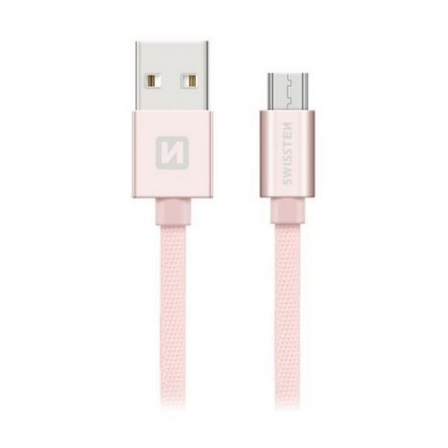 Swissten podatkovni kabel Tekstilni Usb / Micro Usb 0,2 M Pink/Gold