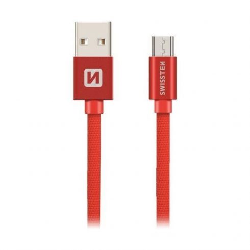 Swissten podatkovni kabel Textile Usb / Micro Usb 0,2 M Red