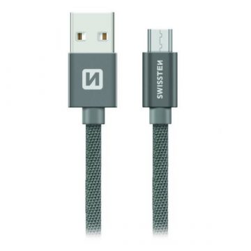   Swissten podatkovni kabel tekstilni Usb / Micro Usb 1,2 M sivi