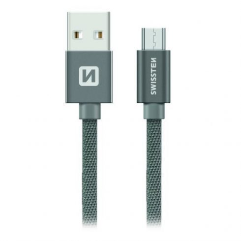 Swissten podatkovni kabel tekstilni Usb / Micro Usb 1,2 M sivi