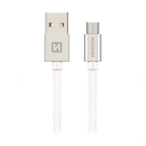 Swissten podatkovni kabel Tekstilni Usb / Micro Usb 1,2 M srebrni