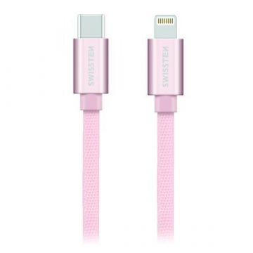   Swissten Data Cable Textile USB-C / Lightning 1.2 M Pink/Gold