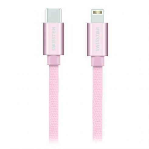 Swissten Data Cable Textile USB-C / Lightning 1.2 M Pink/Gold