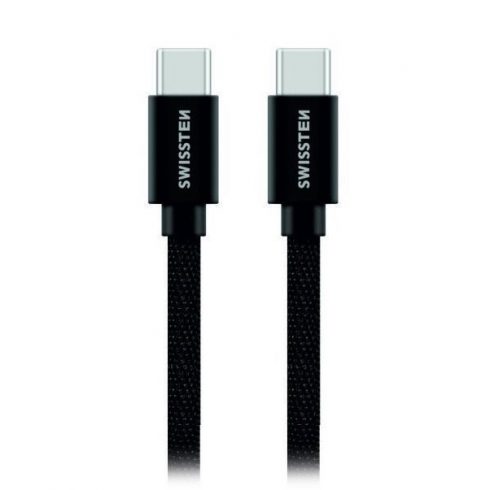 Swissten podatkovni kabel tekstilni USB-C / USB-C 1,2 M crni