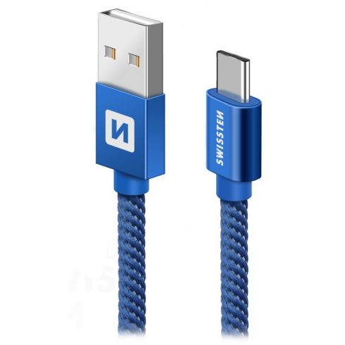 Swissten podatkovni kabel tekstilni Usb / Usb-C 0,2 M plavi