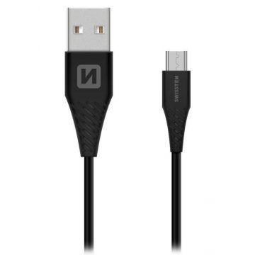 Swissten podatkovni kabel Usb / Micro Usb 1,5 M crni (9 mm)