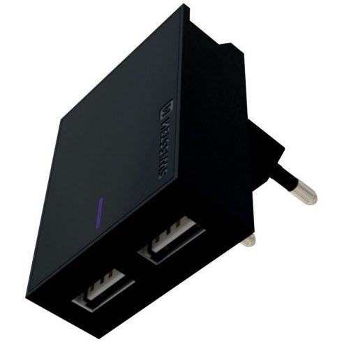 Swissten mrežni adapter Smart Ic 2X Usb 3A Kabel za napajanje + podatkovni kabel Usb / Lightning Mfi 1,2 M crni