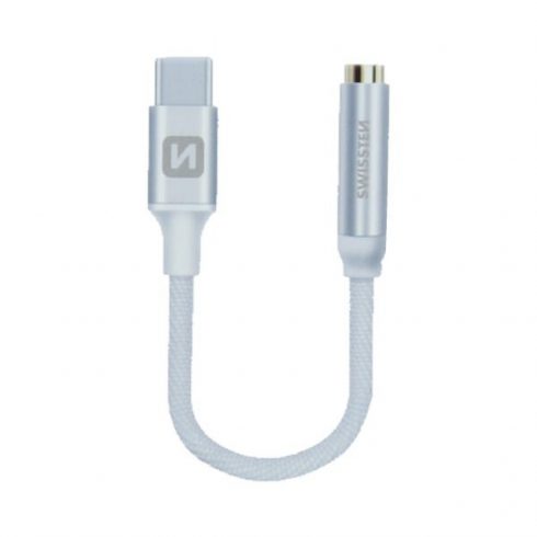 Swissten audio adapter Textile Usb-C/Jack (ženski) 0,15 M srebrni