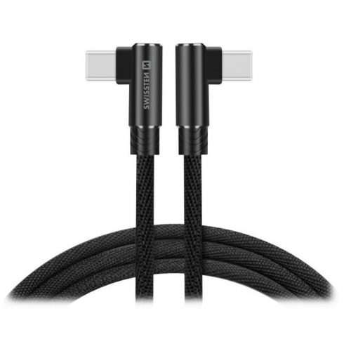 Swissten tekstilni podatkovni kabel Arcade USB-C / USB-C 1.2 M /L konektori/ Crni