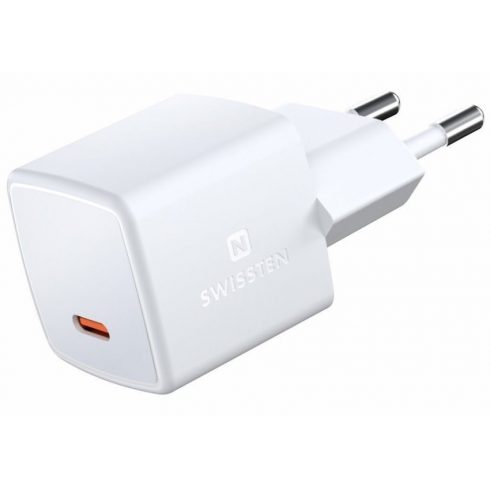 Swissten mrežni adapter GaN USB-C 33W PD mini 3x3x3 cm bijeli