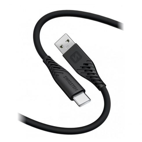 Swissten Data kabel MEKANI SILIKON USB / USB-C 1.5 M 60W CRNI