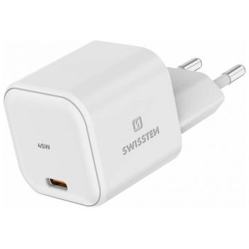 Swissten mrežni adapter GaN 1x USB-C 45W PD bijeli